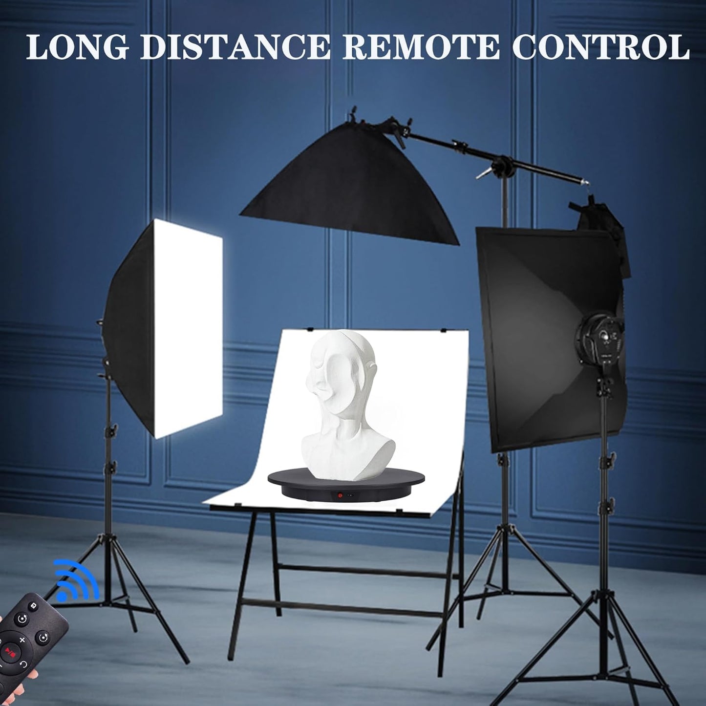 JAYEGT Motorized Rotating Display Stand, 350Lbs Load，360 Degree Electric Rotating Potography Turntable for Products Display，Live Show， Remote Control +5 Colors Backgrounds (Black/16.5inch /Wired)