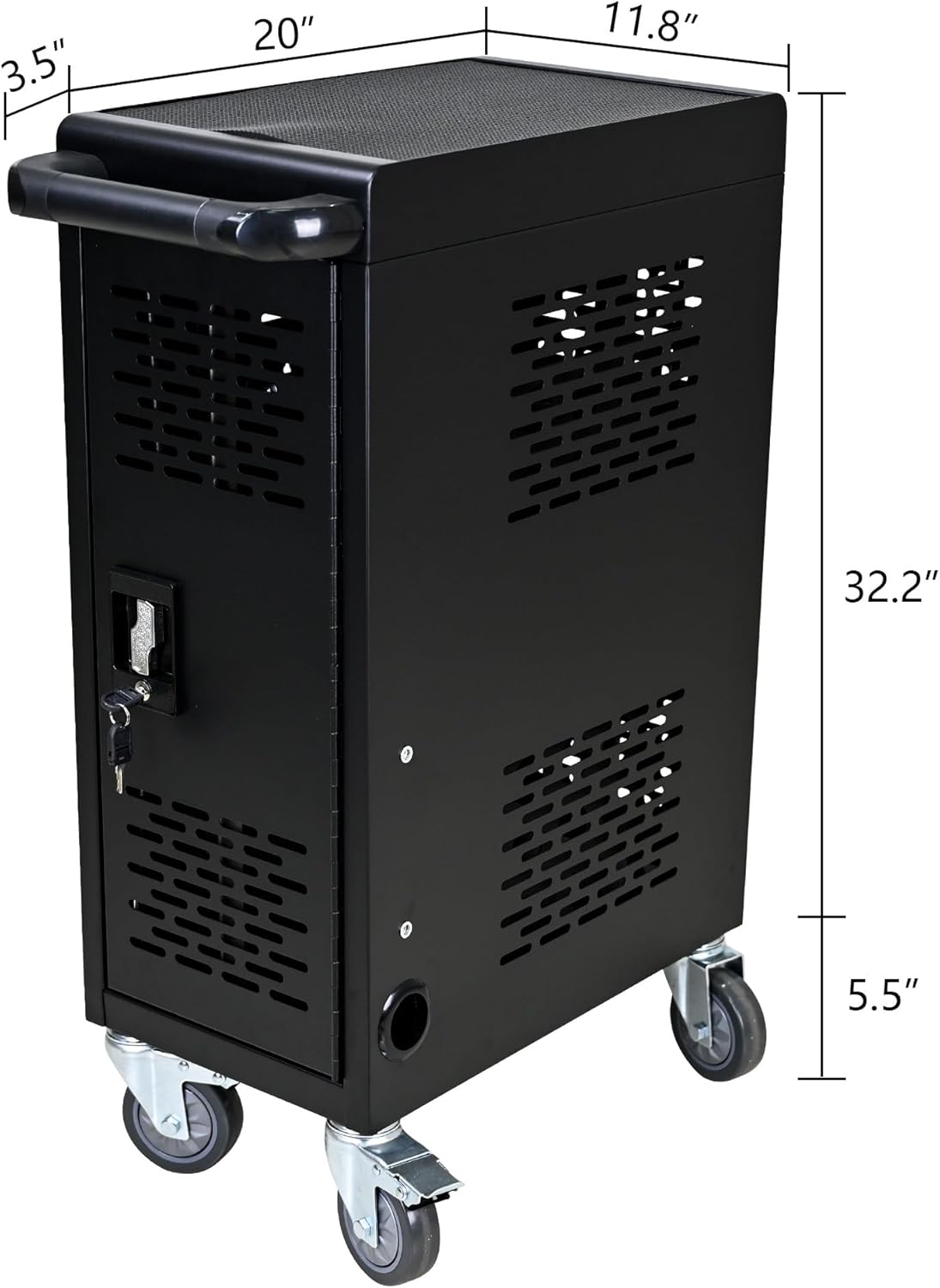 Laptop Charging Cart, 16 Device Tablet Storage Carts for iPad Up to 16.3" Screen Size, Mobile Charging Station for Classroom, with Cord Organizer, Front and Back Access Locking Cabinet Black