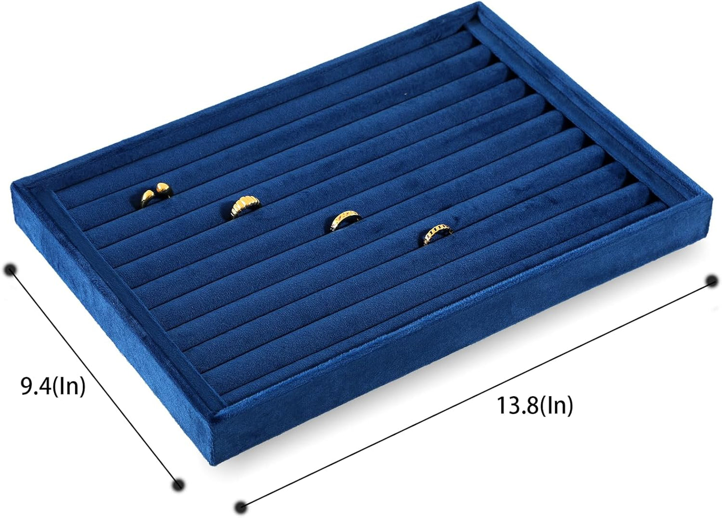 Ring Tray, Velvet Jewelry Trays,Premium Ring Display Case,Luxury Stud Earring Organizer,Blue Jewelry Storage