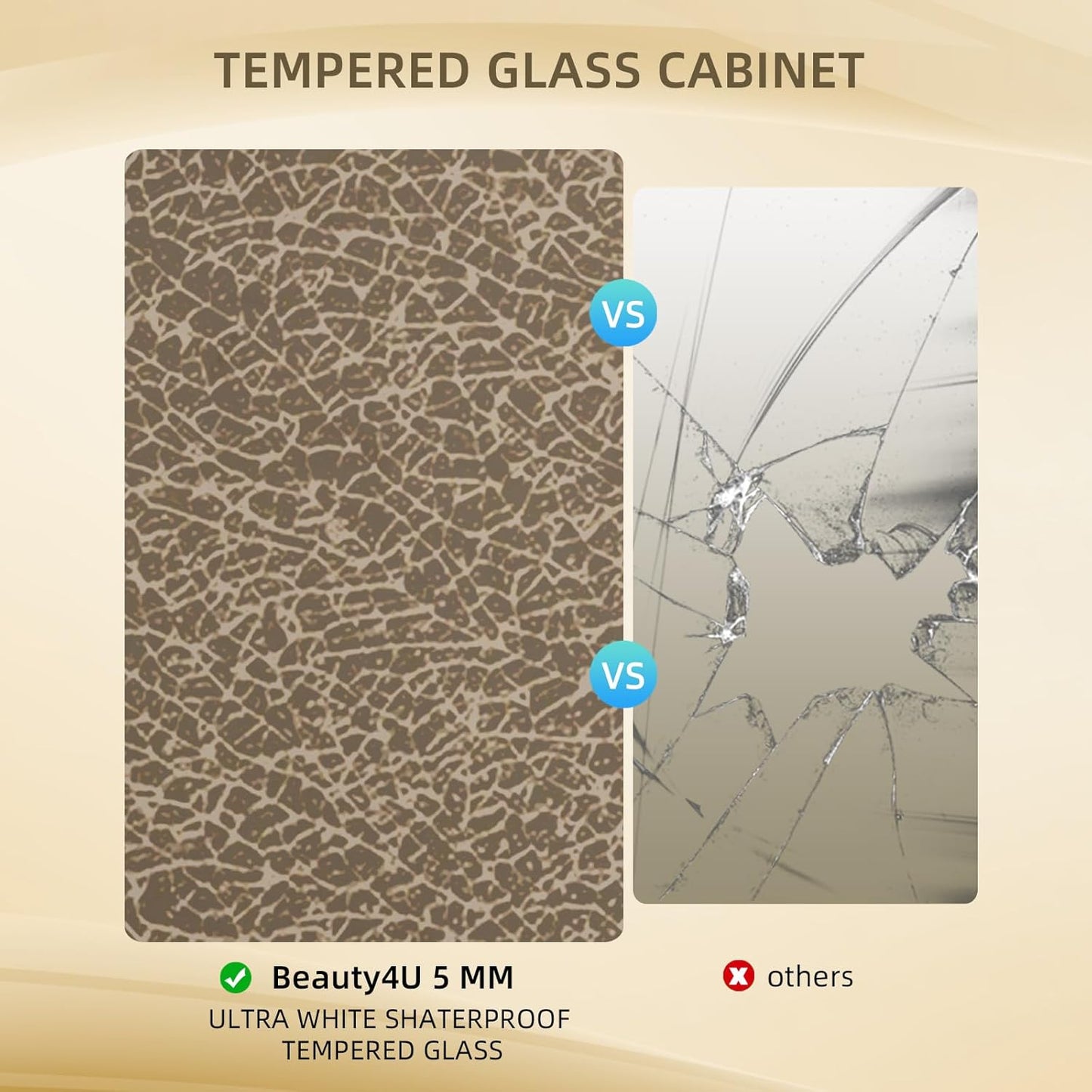 Beauty4U Glass Display Cabinet with 4 Shelves, 2 Doors Curio Cabinets for Living Room, Bedroom, Office, 5mm Brown Tempered Glass Floor Standing Bookshelf, Quick Installation