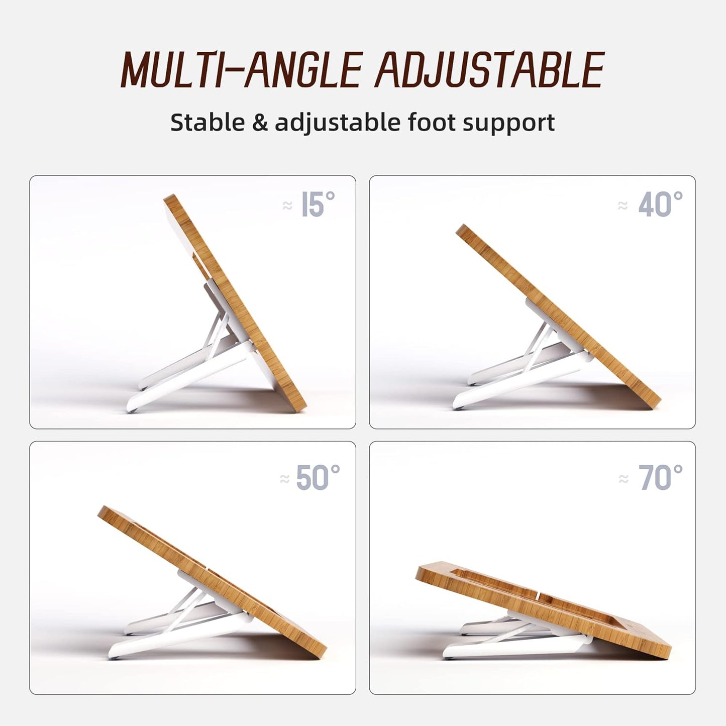 Bamboo Tablet Drawing Stand - Portable & Adjustable 5 Angles,Laptop Stands Riser, Book Reading Stand,Compatible with 9.7/10.2/10.5/10.9/11 inches