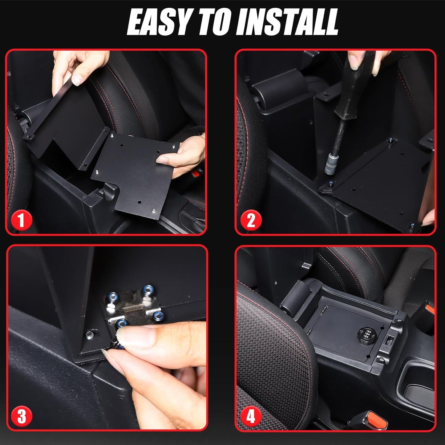 Center Console Lock Safe Box Compatible with Subaru WRX/Levorg 2022-2025, Aluminum Alloy Armrest Security Organizer Tray Vault with 3 Digit Combo Password Interior Accessories