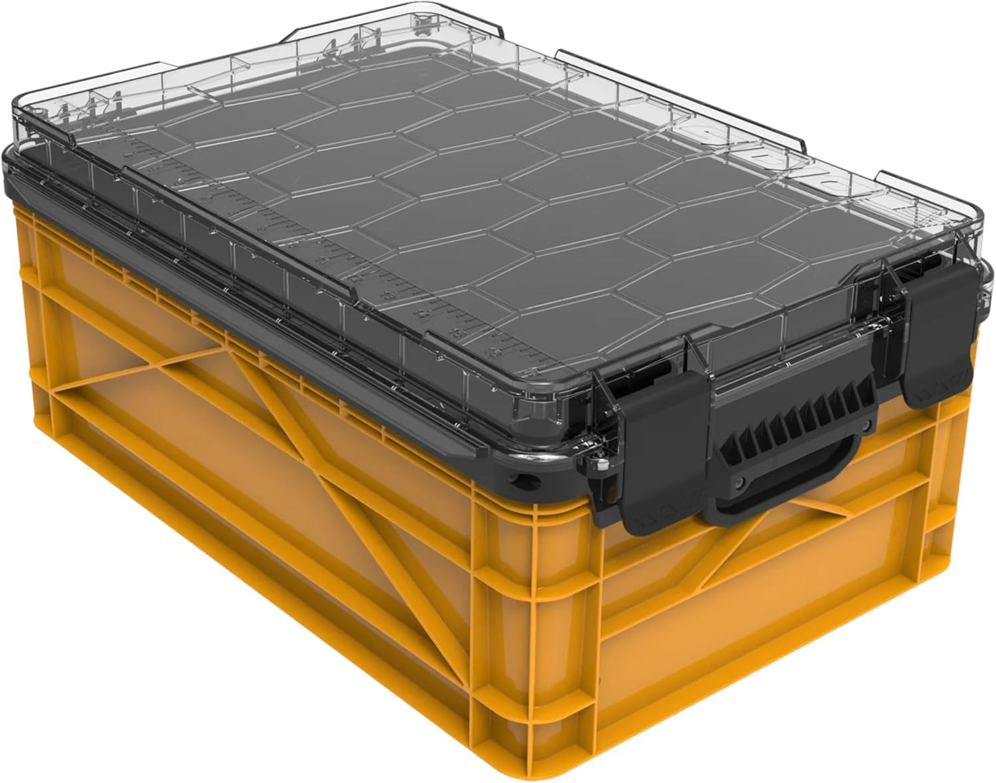 SIDIO Weather Resistant Stackable Storage Bins for Organization - Half-Size Plastic Bin with Dividers for Garage Organization, Home Storage - Heavy Duty Organizer Box (Sol)