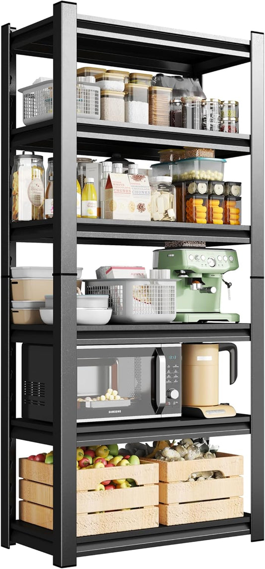 6-Tier Metal Storage Shelves,Adjustable Heavy Duty Shelving Units,Kitchen Shelves Organizer,3300 LBS,Standing Shelf for Pantry Garage Laundry Room (77" H*35.4" W*17.7" D)