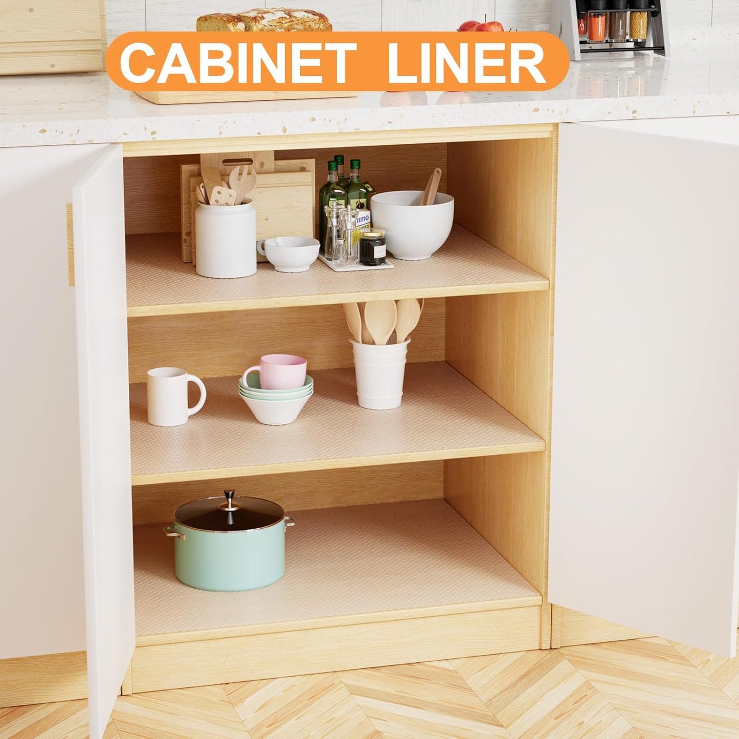 FLPMIX Clear Shelf Liners for Kitchen cabinets: 12 Inch Width Easy to Cut Non-Adhesive Drawer Liner - Waterproof Pantry Liner for Refrigerator, 12 × 396 Inch