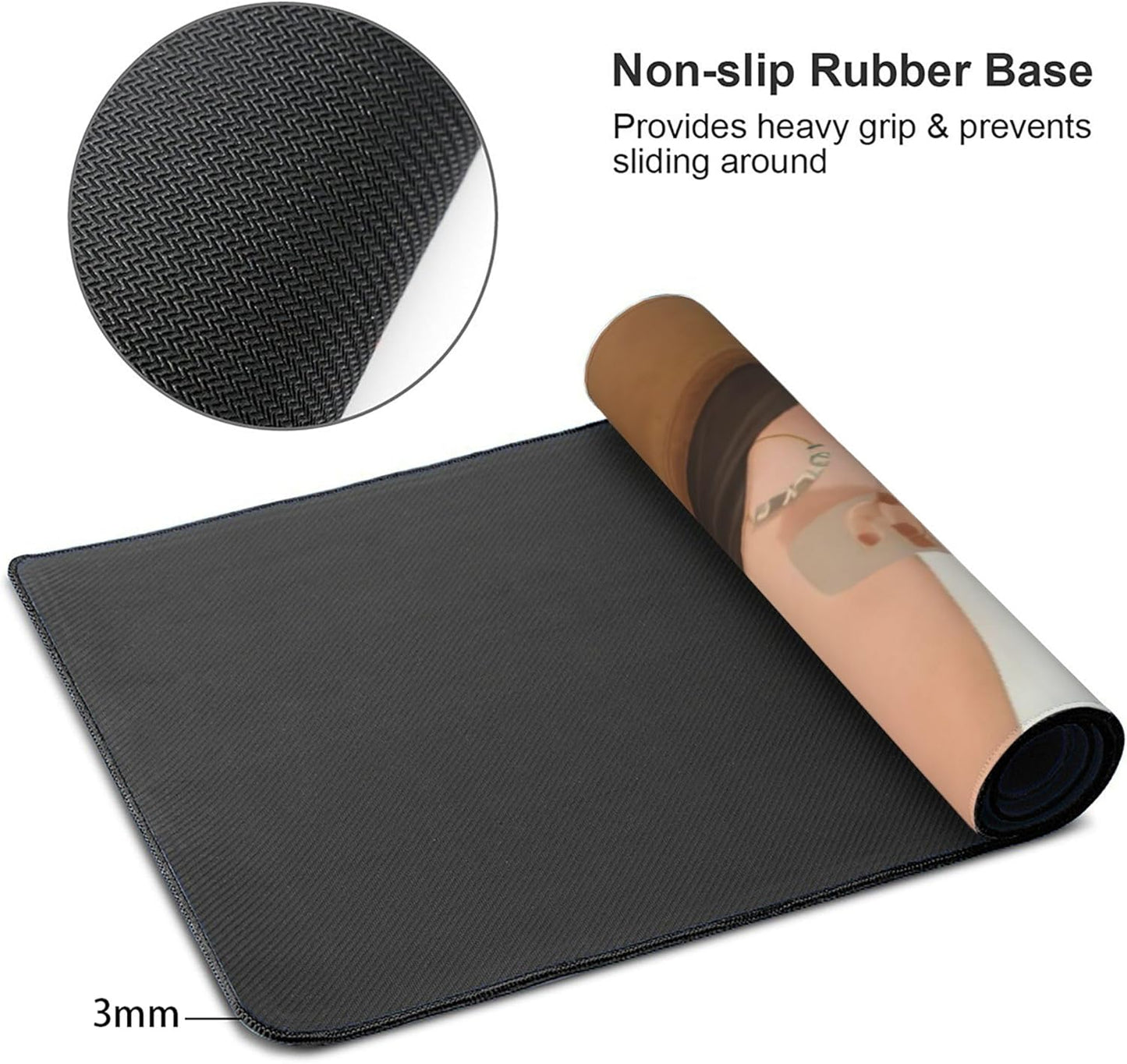 Elegant Lady Tropical Large Mouse Pad, Vintage Aesthetic Gaming Desk Mat, XXL Keyboard Desk Pad Mat for Desktop, 35.4"x15.7" Non-Slip Base Big Mousepad with Stitched Edges