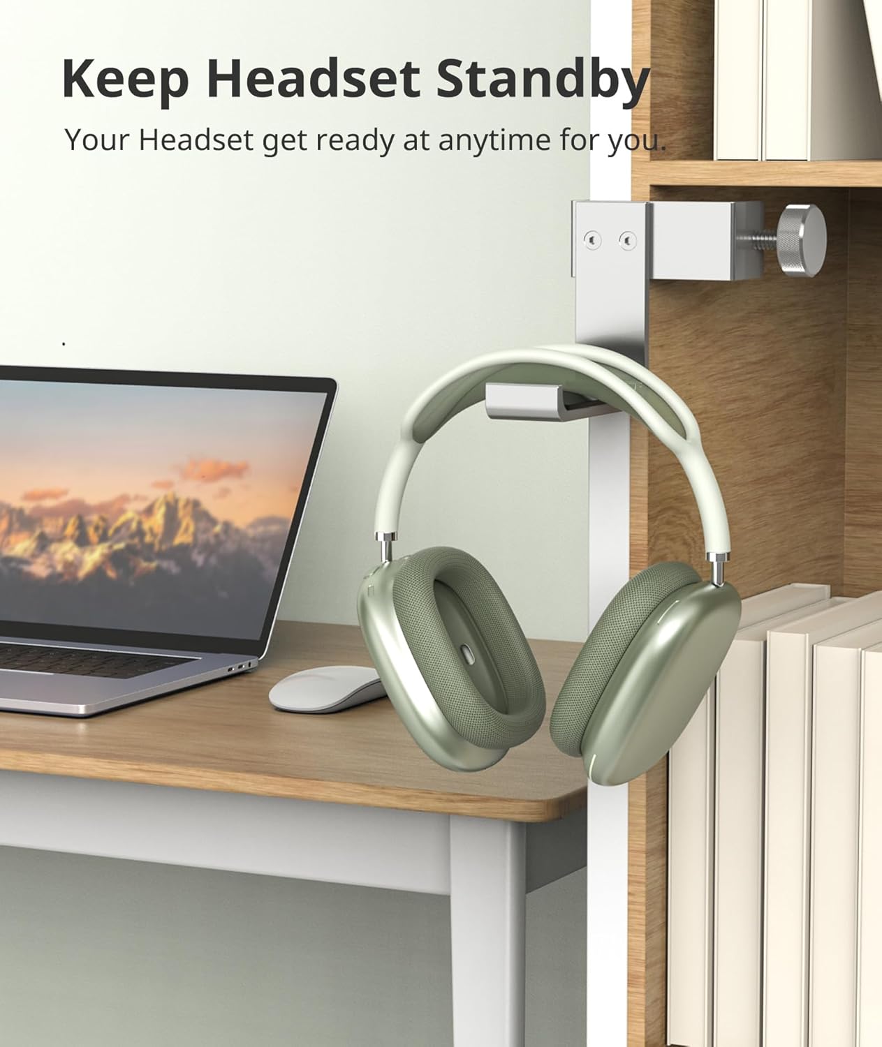 Headphone Stand for Desk – Aluminum Under Desk Headset Stand with Foldable Hook, Headphone Holder Clamp Mount for Gaming Accessories, Space-Saving Headset Hanger