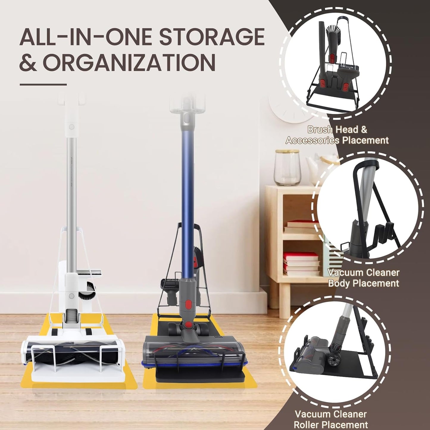 No Installation Required-Universal Stand,Storage Stand Docking Station Holder,Stable Metal Storage Bracket Stand Holder,Compatible with Most Stick Vacuum(White)