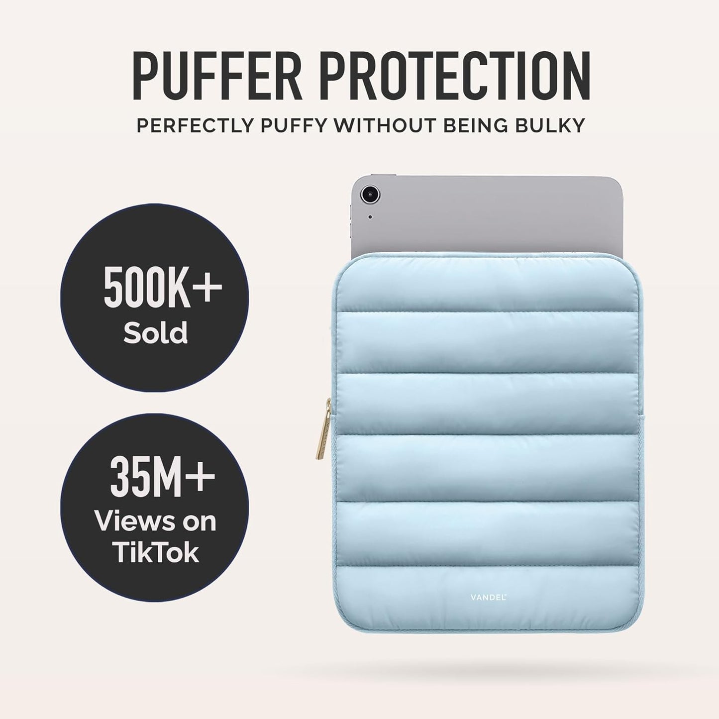 Vandel - The Original Puffy iPad Sleeve 9-11 Inch Tablet Sleeve, Blue i Pad Case for Women and Men, Cute iPad Air Pouch, 9 10 Inch, 11 Inch Bag