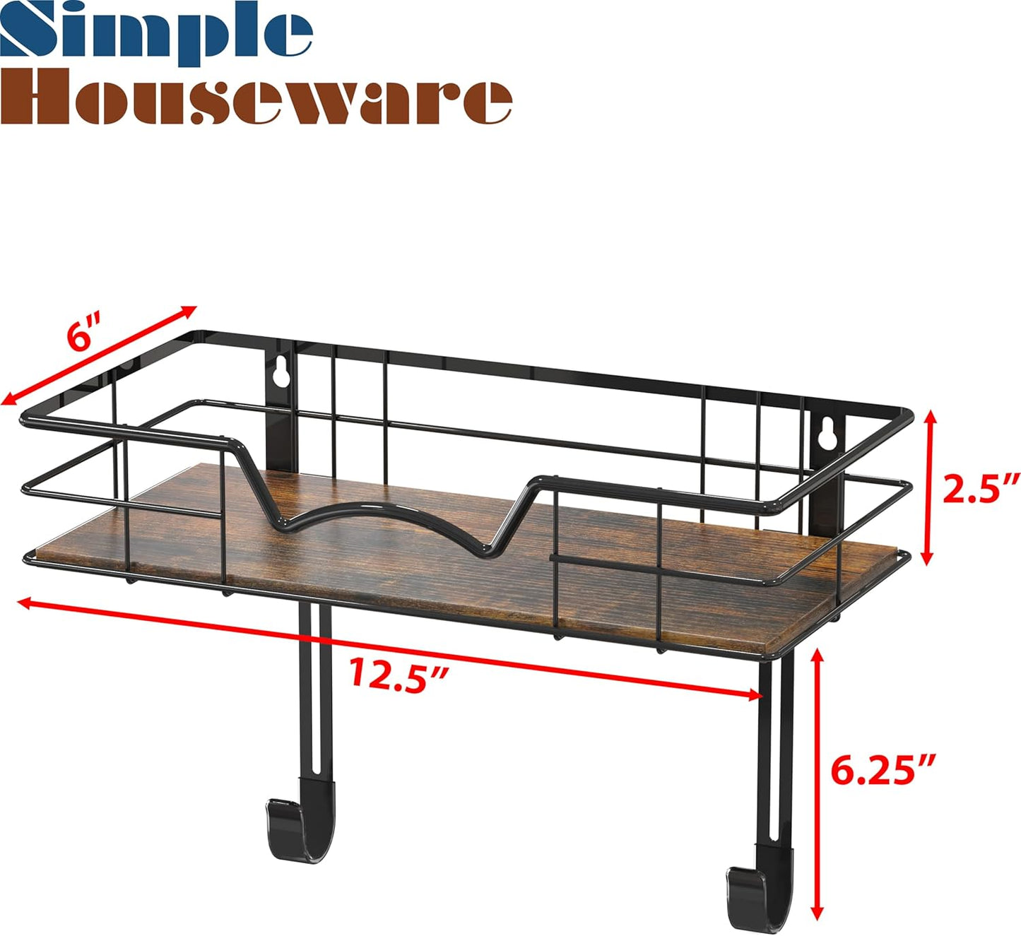 Simple Houseware Wall Mount Ironing Board Holder with Hanger Storage Shelf, Black