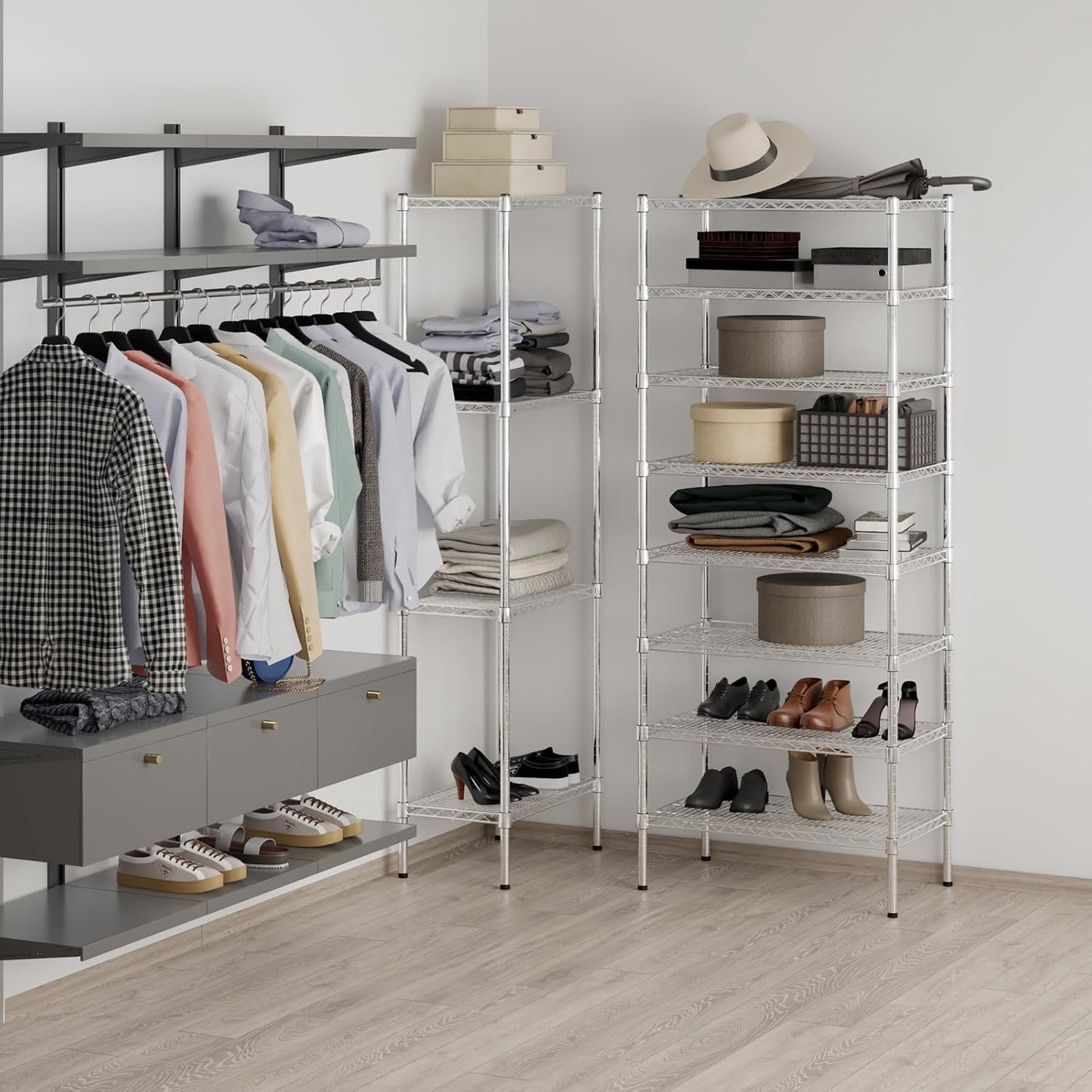 18" Deep x 30" Wide x 74" Height Wire Shelving Kit | 8-Tier | NSF Commercial Storage Rack Unit