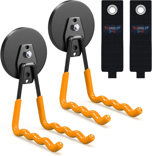 3-H Magnetic Wave Hooks Heavy Duty 2 Pack, Large Magnet Garage Hooks Heavy Duty and Strong Utility Magnetic Tool Holde for Hanging and organizing Garden Power Tool (Orange