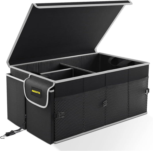 MIKKUPPA Car Trunk Organizer - 65L Collapsible Trunk Organizer with Lid, Sturdy Car Storage for SUV Auto Truck Van with Adjustable Straps and Non Slip Bottom