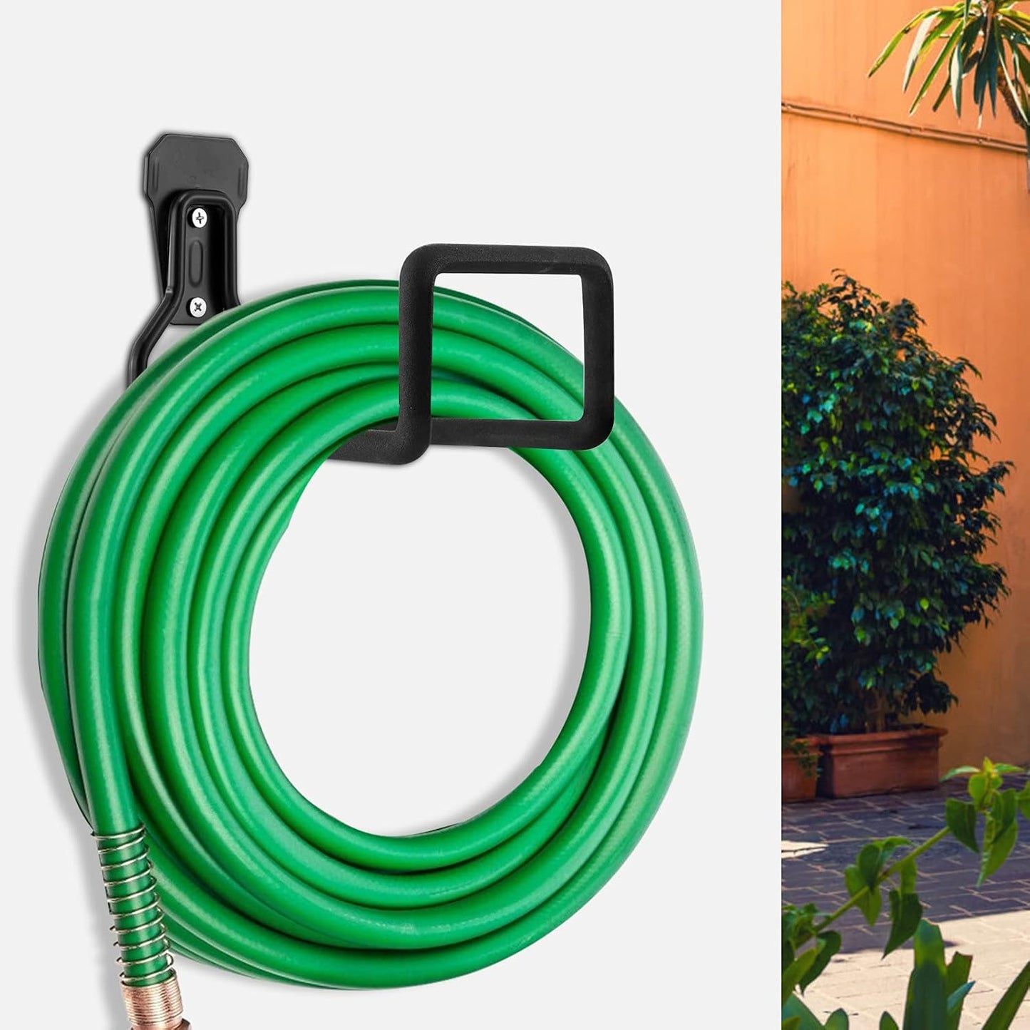 Hose Hanger 2 Pack, Heavy Duty Metal Hose Holder Wall Mount, Hook for Garden Hose/Expandable Hose/Hose Reel/Water Hose/Pocket Hose/Flexable Hose (100 Ft)