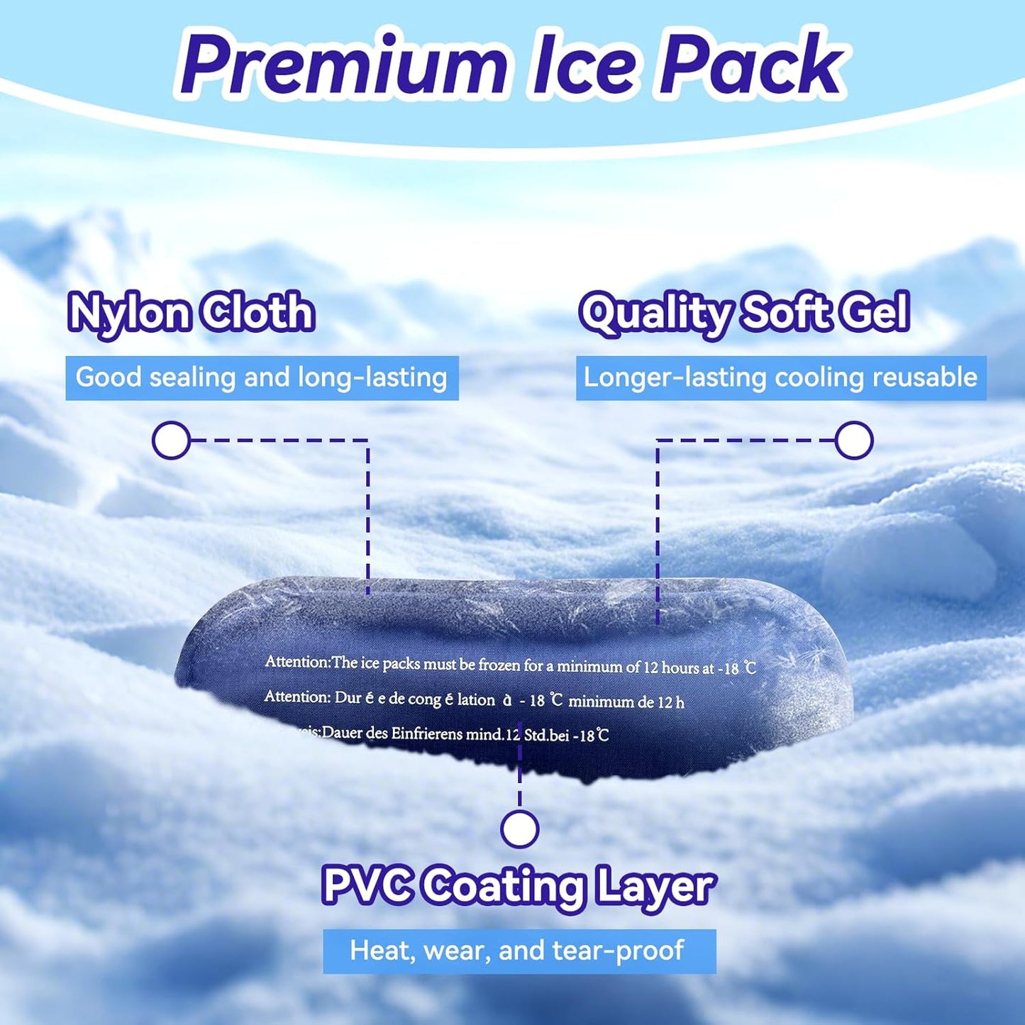 Ice Pack for Insulin Travel Case, TSA Approved Reusable Medical Cooler Bag Ice Packs for Diabetic (Pack of 2)