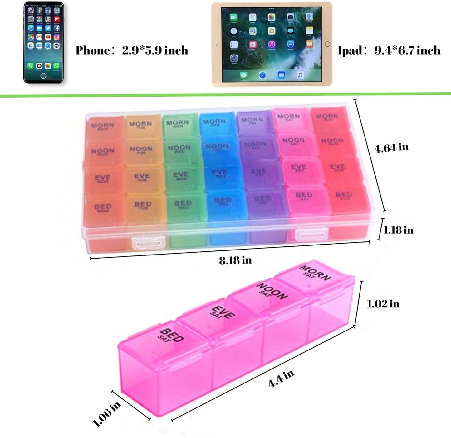 Pill Organizer 4 Times a Day,Premium Weekly Pill Case Medicine Organizer Box 7 Days 28 Compartment to Hold Vitamins Medicine Organizer Box