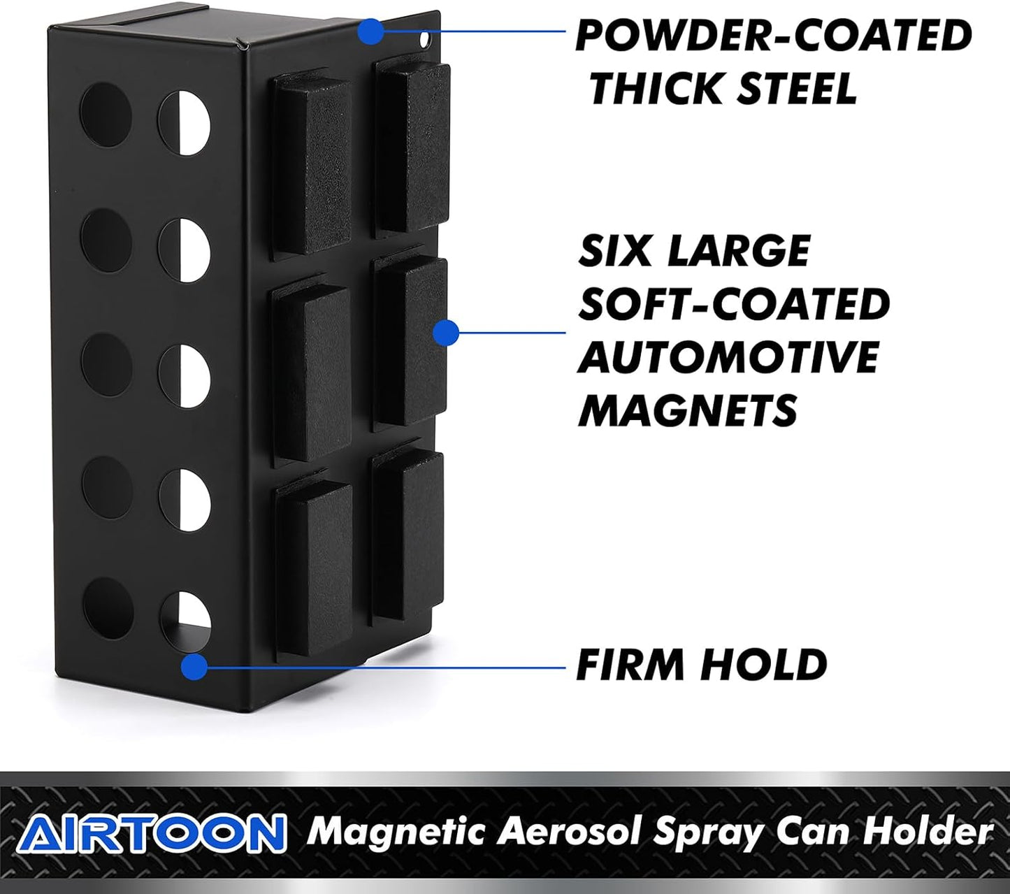 AIRTOON Magnetic Aerosol Spray Can Holder, Magnetic Bottle Holder for Garage, Workspace and Home, Black