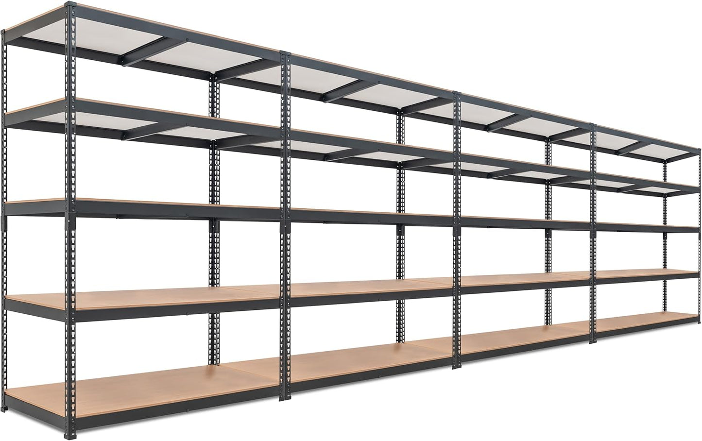 HOMEDANT 5 Tier Storage Shelves Adjustable Laminated Boltless Garage Metal Shelving Unit Heavy Duty Utility Rack Shelf Warehouse Pantry Closet Kitchen (4, (XL Deep) 48.1" W, Black)