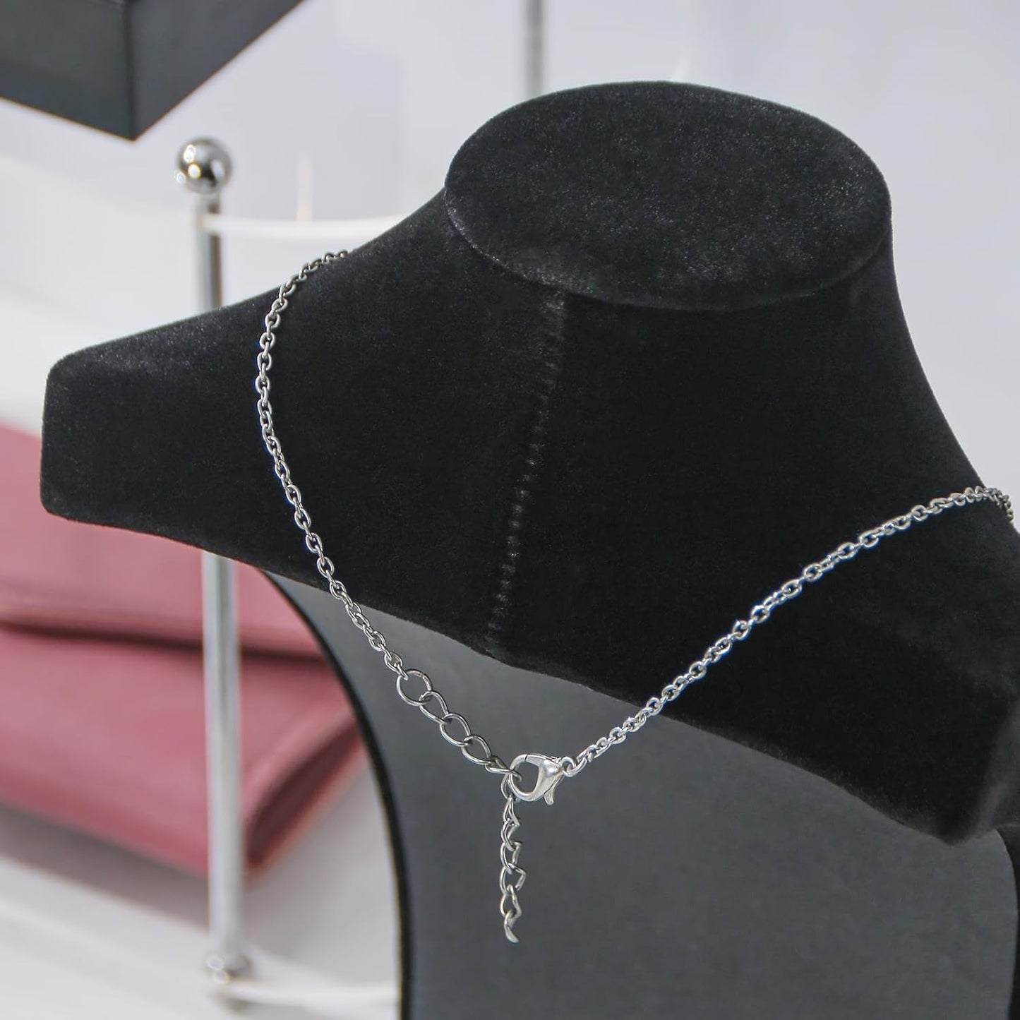 Necklace Bust Stand for Selling, Black Velvet Necklace Display Holder, Jewelry Necklace Organizer Rack for Home Use or Shop Show (11"Height)