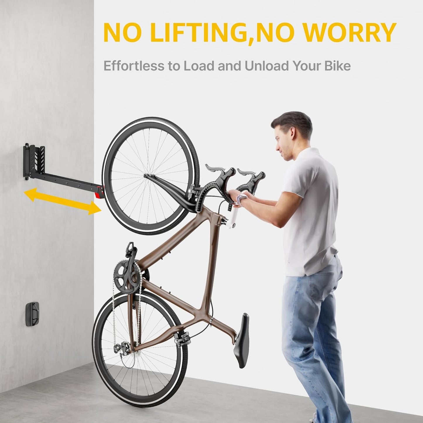 monTEK Swivel Bike Wall Mount, No Heavy Lifting Required Bike Wall Mount, Bike Hangers for Garage, Space-Saving Bike Rack Garage, Easy to Load and Unload, Bike Hanger Can Hold Up to 77 lbs