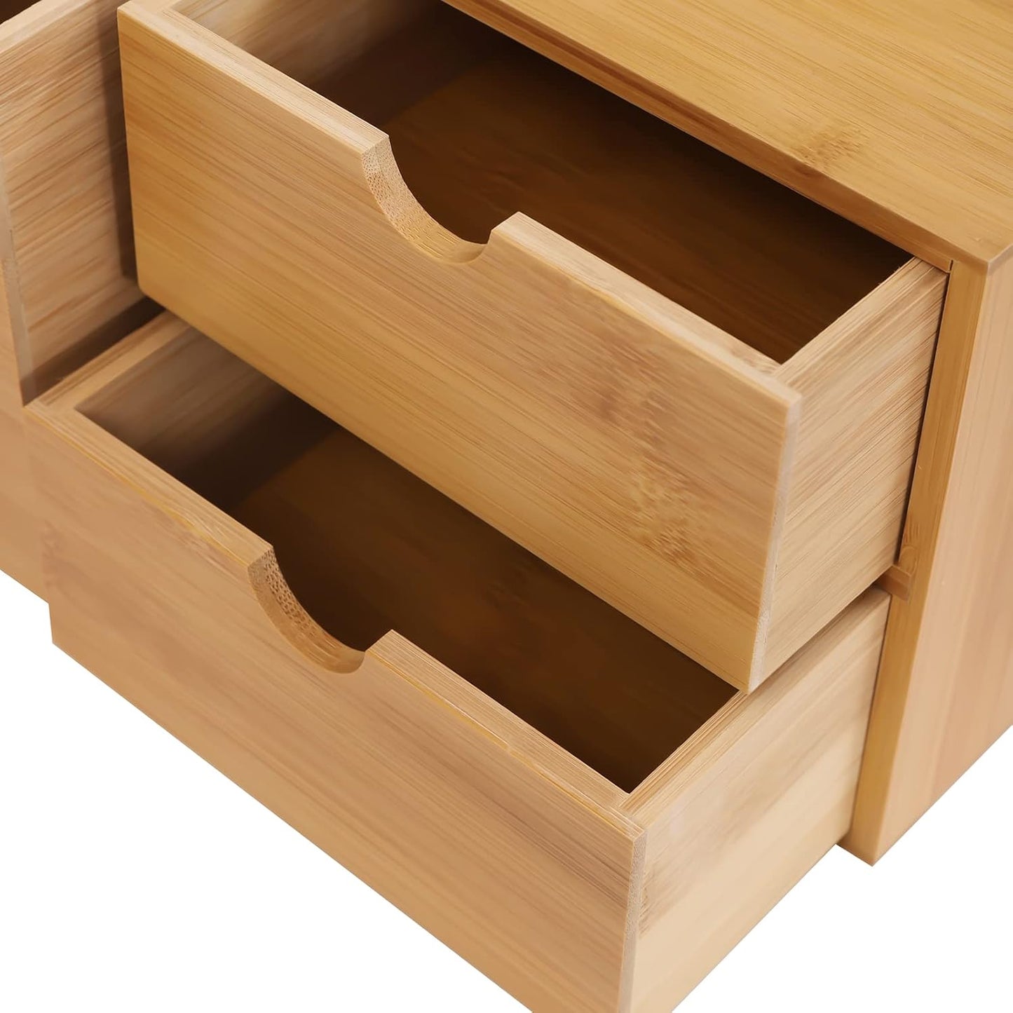 TFCFL Bamboo Desk Organizer with 3 Drawers, Wood Desktop Storage Box for Office Supplies, Natural Bamboo Drawer Organizer with Flat Top for Pen, Mail, Stationery Home Office Organization