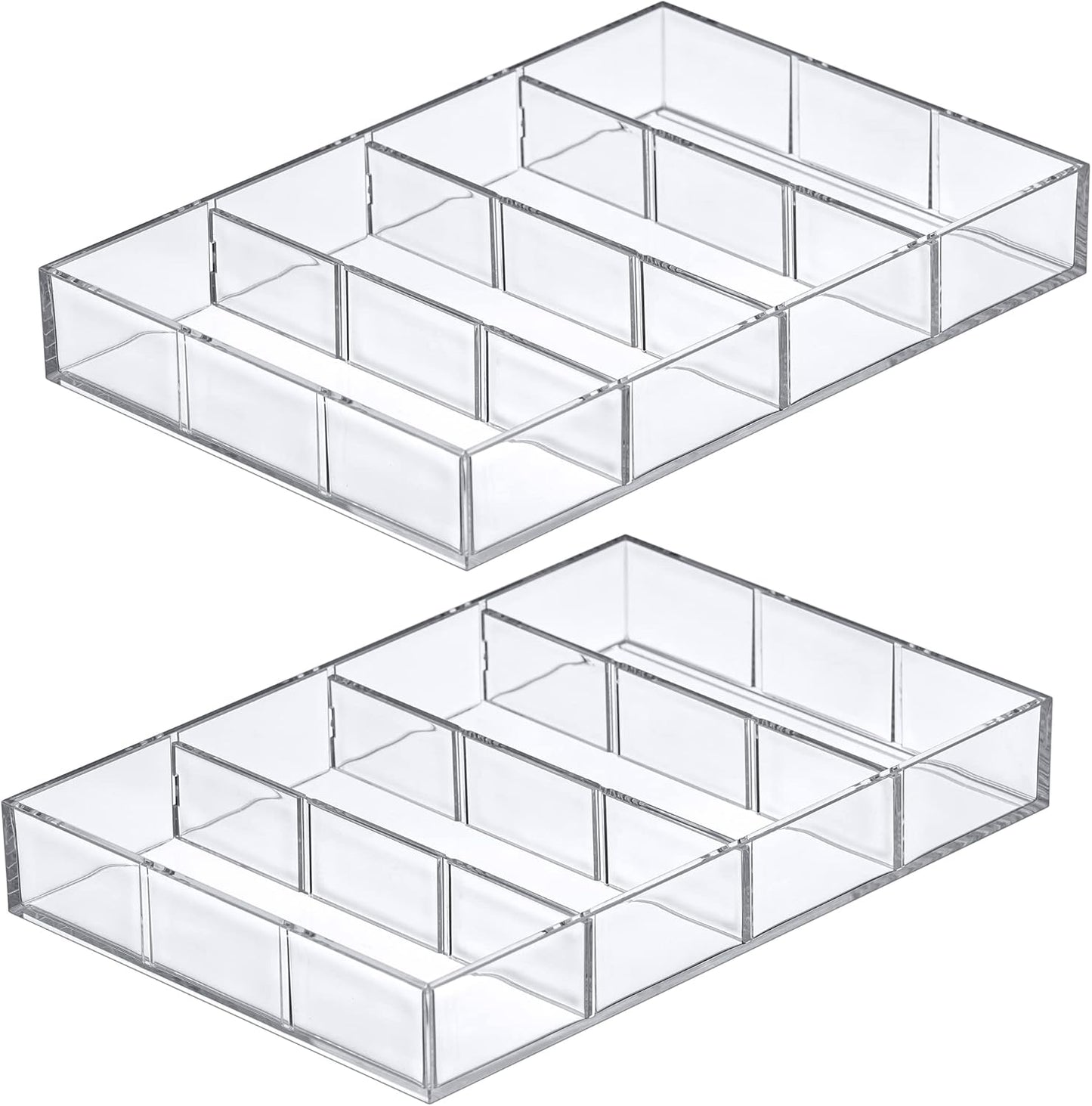 Amazing Abby - Soleil - 2-Pack Acrylic 4-Compartment Sunglass Organizer, Plastic Eyeglass Display Case, Transparent Jewelry Storage Tray, Clear Beauty Supply Holder, Great for Bedroom and Bathroom