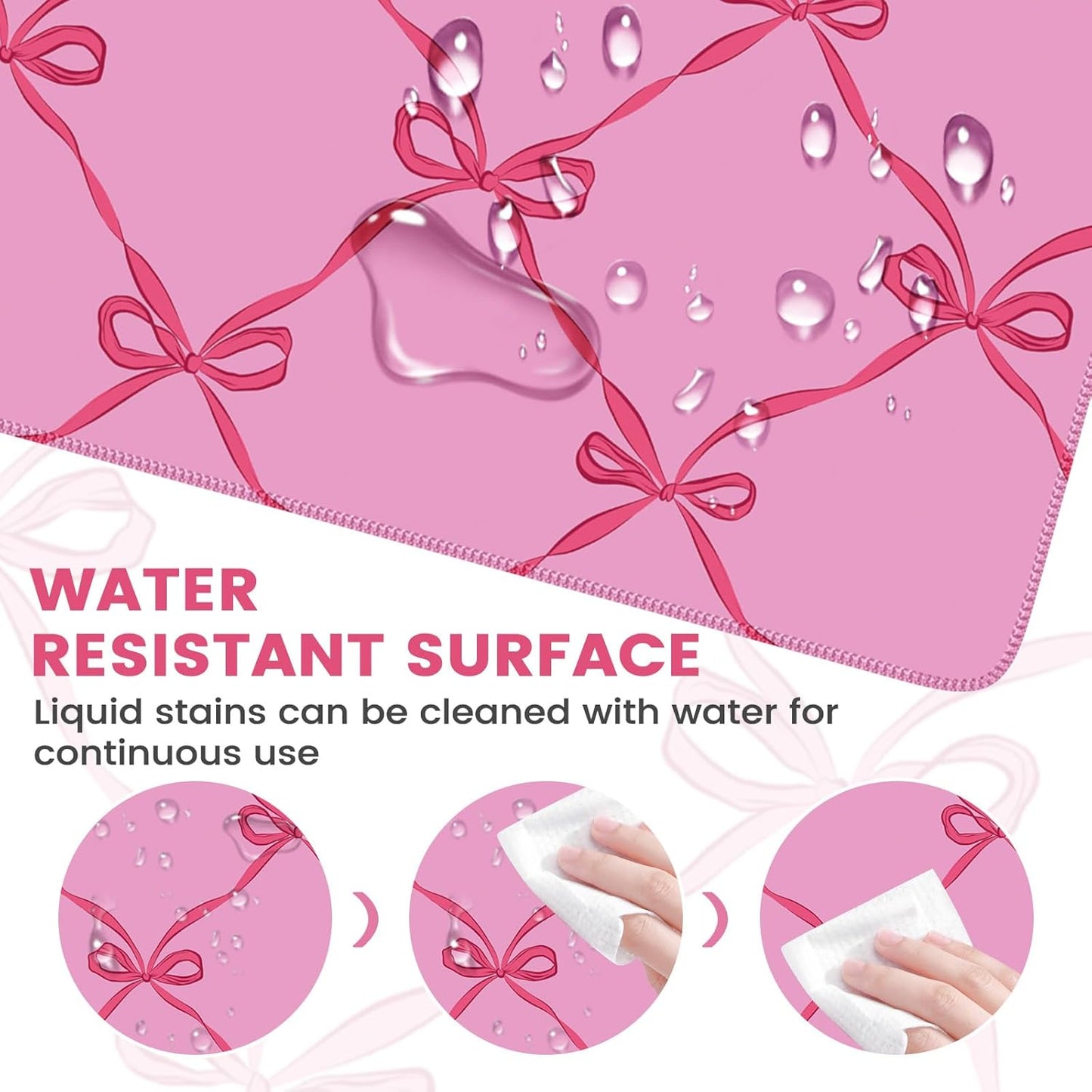 iCasso Desk Mat for Keyboard and Mouse, Large Mouse Pad for Desk, Desk Matt for Desktop, Desk Pad Mat, Anti-Slip Big Mousepad with Stitched Edges for Computer(Woven Bow)