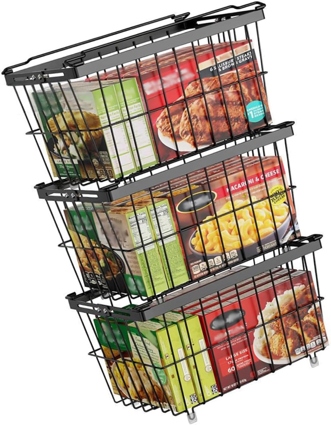 Stackable Freezer Storage Container For Produce Vegetables Snackies Extendable Wire Basket With Clear Bounds Permanent Kitchen Organization Multiple Purpose Refrigerator Food Container