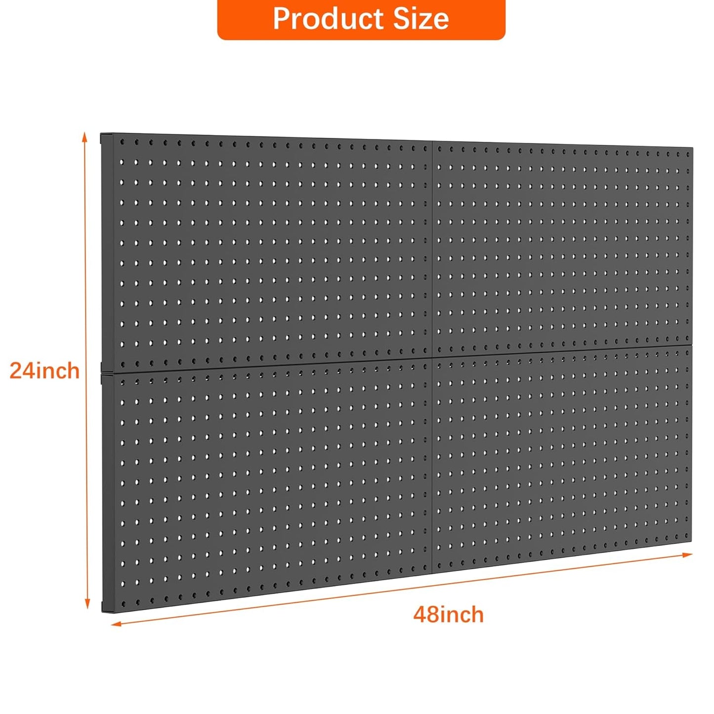 TORACK 4-Pack 12x24 inch Metal Pegboard Panels for Wall, Garage Tools Pegboard for Workbench, Modular Peg Board, Tool Organizer Board for Pegs(Black)
