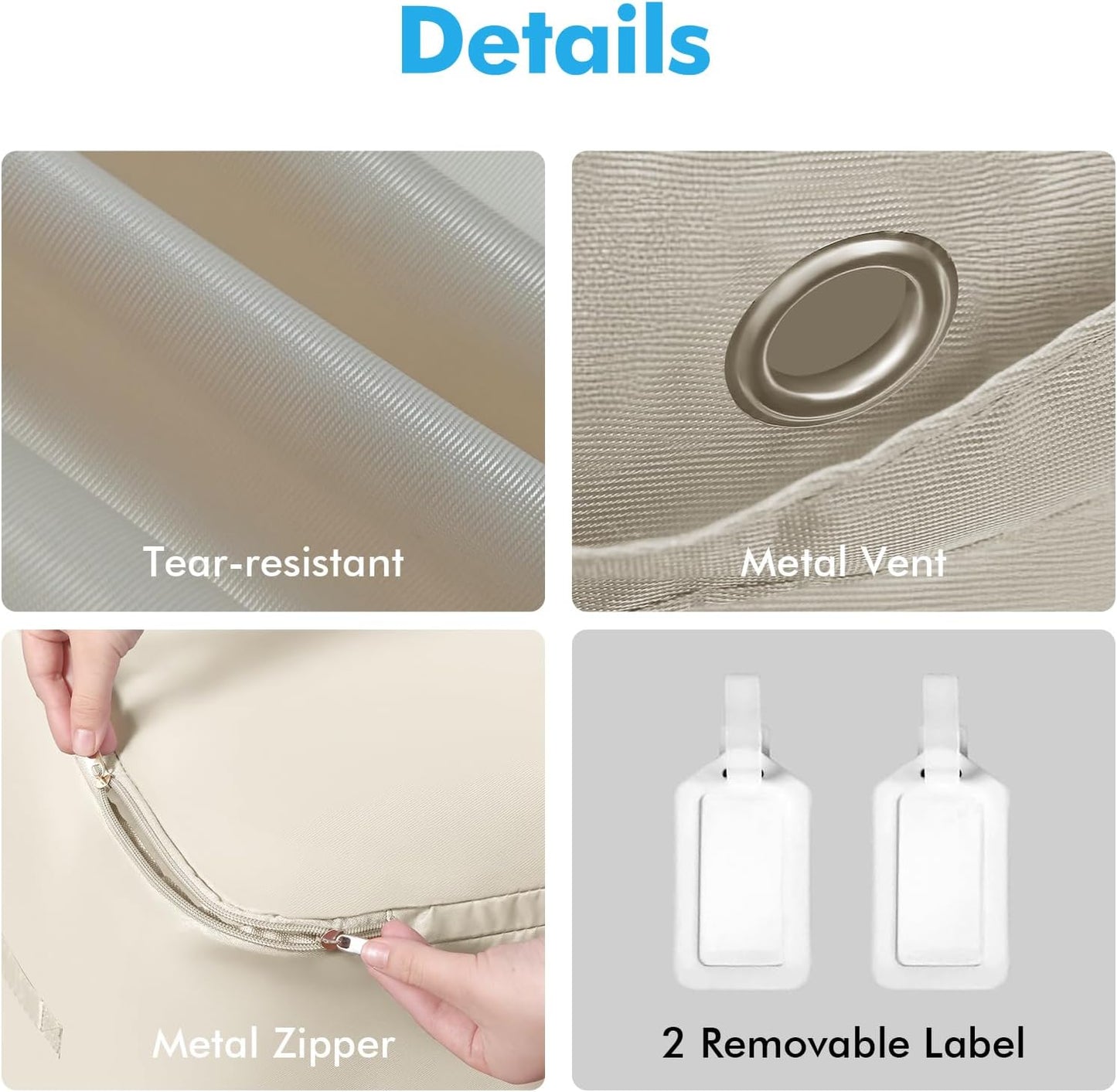 Comforter Storage Bag-Ultra Space Saving Large Self Compression Organizer for Comforters and Blanket,3-Layer Zipper Self-Compressing Organizer for Storage Bedding. (Beige, 3 Pack)