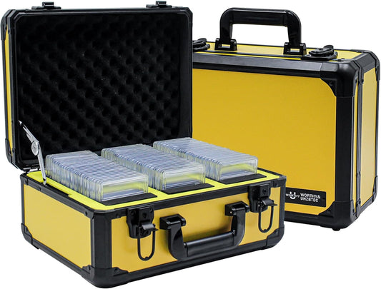 Graded Card Storage Box; Durable Sports, PSA Card Storage Case- Trading Card Storage Box - PSA Slab Case For Top Loaders (YELLOW, 14.17x11.2x7 inches)
