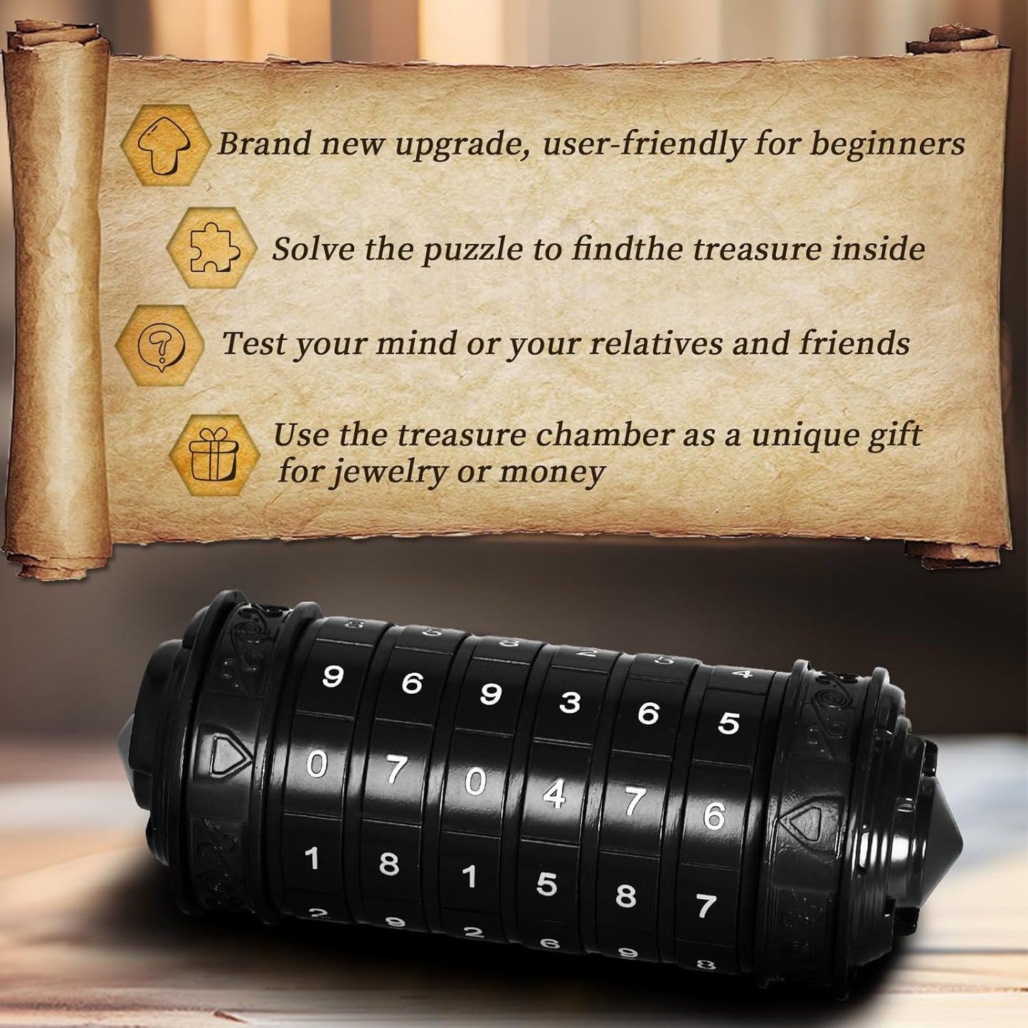 Da Vinci Code Numeric Cryptex Money Puzzle Box for Cash Gift, Jewelry Box with Hidden Compartment, Unique Puzzle Gift for Adults Brain Teaser Valentine’s Day Wedding & Anniversary Present