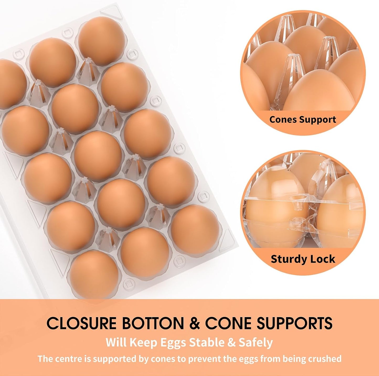 Egg Cartons Cheap Bulk 100 Pack, 1 Dozen Plastic Egg Carton for Refrigerator, Reusable Egg Container Holder for Storing, Sharing, Selling, Clear Egg Cartons for Home Ranch Farm Market-2x6 Grids