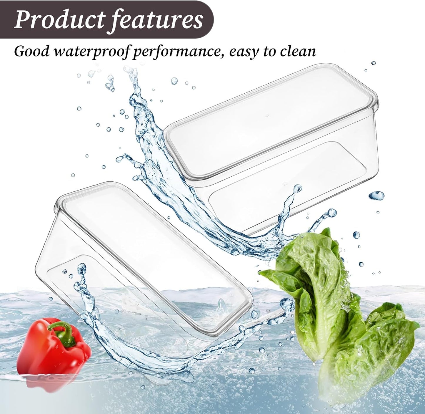 5 Pack Clear Storage Bins With Lids, Stackable Refrigerator Organizers Durable Plastic Food Containers Box for Pantry Cabinet Kitchen Fridge Fruits Vegetables Bathroom Small Items