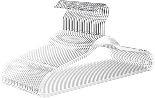MIZGI 20 Pack Clear Plastic Hangers - Premium Thick Invisible Space Saving Hanger with 360° Swivel Hook, Ultra Slim Hangers for Suits, Dresses, Shirts, Coats & Pants