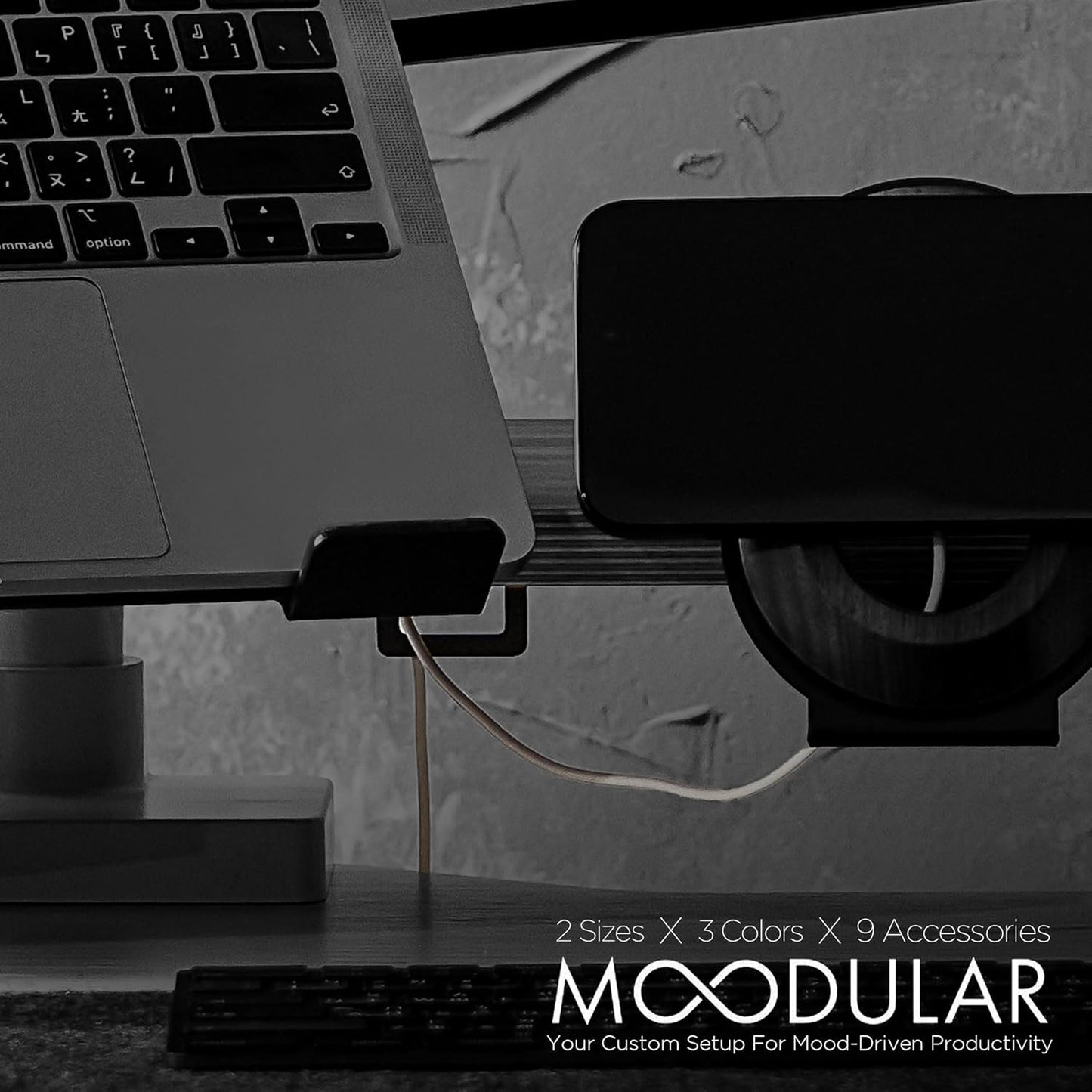 Moodular Add-ons Cable Organizer 2 Pack [Accessory Only - Requires Moodular Wooden Monitor Stand Slide Rails for Use] Black MSA-CO