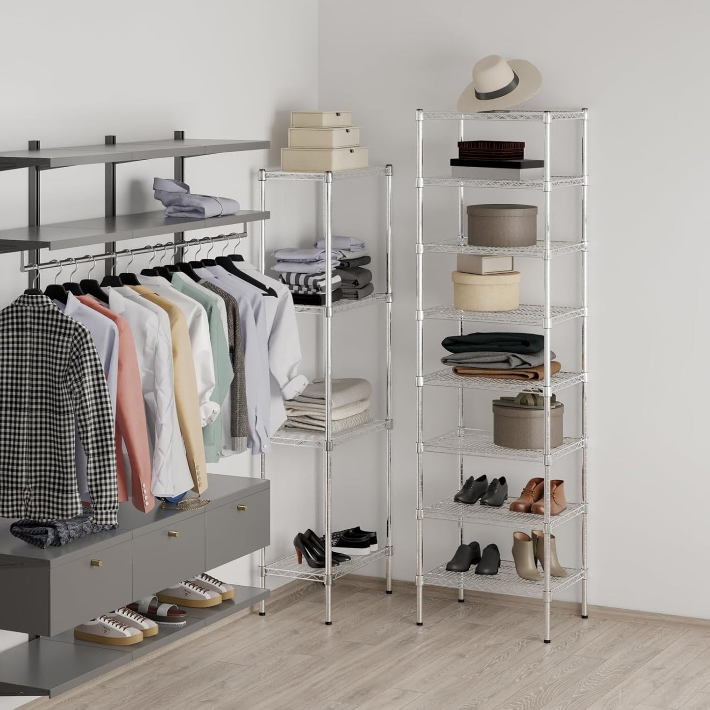 18" Deep x 24" Wide x 86" Height Wire Shelving Kit | 8-Tier | NSF Commercial Storage Rack Unit
