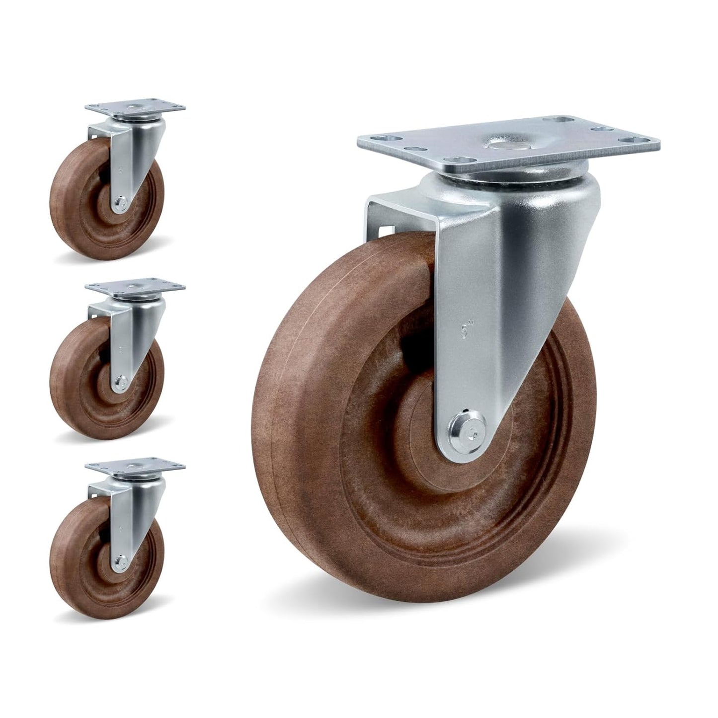 5" Hi-Temp Glass FiIled Nylon Casters, Heavy Duty Casters Set of 4, Industrial Caster Wheels for Commercial Kitchen, Bakery - 2800 lbs Capacity(4 Swivel)