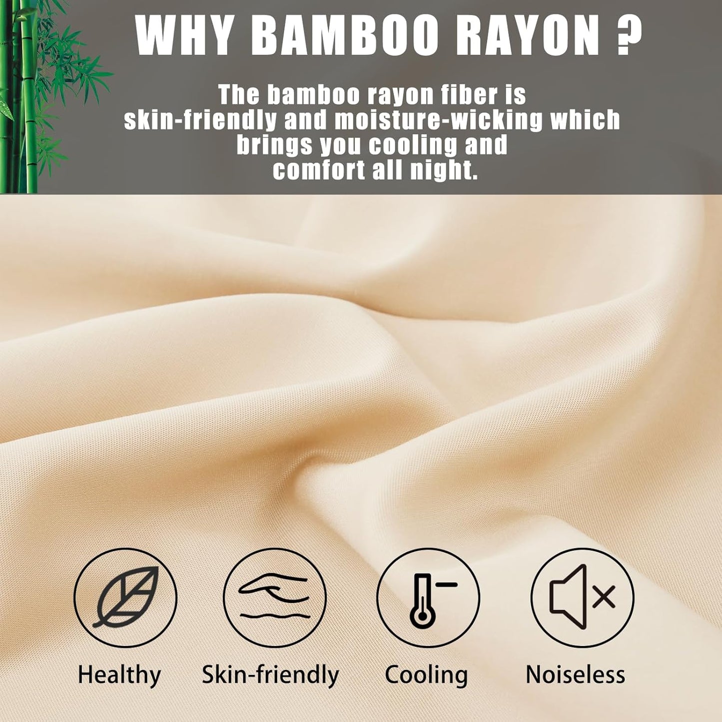 Body Pillow Cases Cover, Bamboo Rayon Body Pillowcases with Zipper Closure, Cooling and Breathable Pillow Case for Hot Sleepers and Night Sweats, 20x54 inches, Khaki