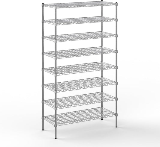 18" Deep x 42" Wide x 74" Height Wire Shelving Kit | 8-Tier | NSF Commercial Storage Rack Unit