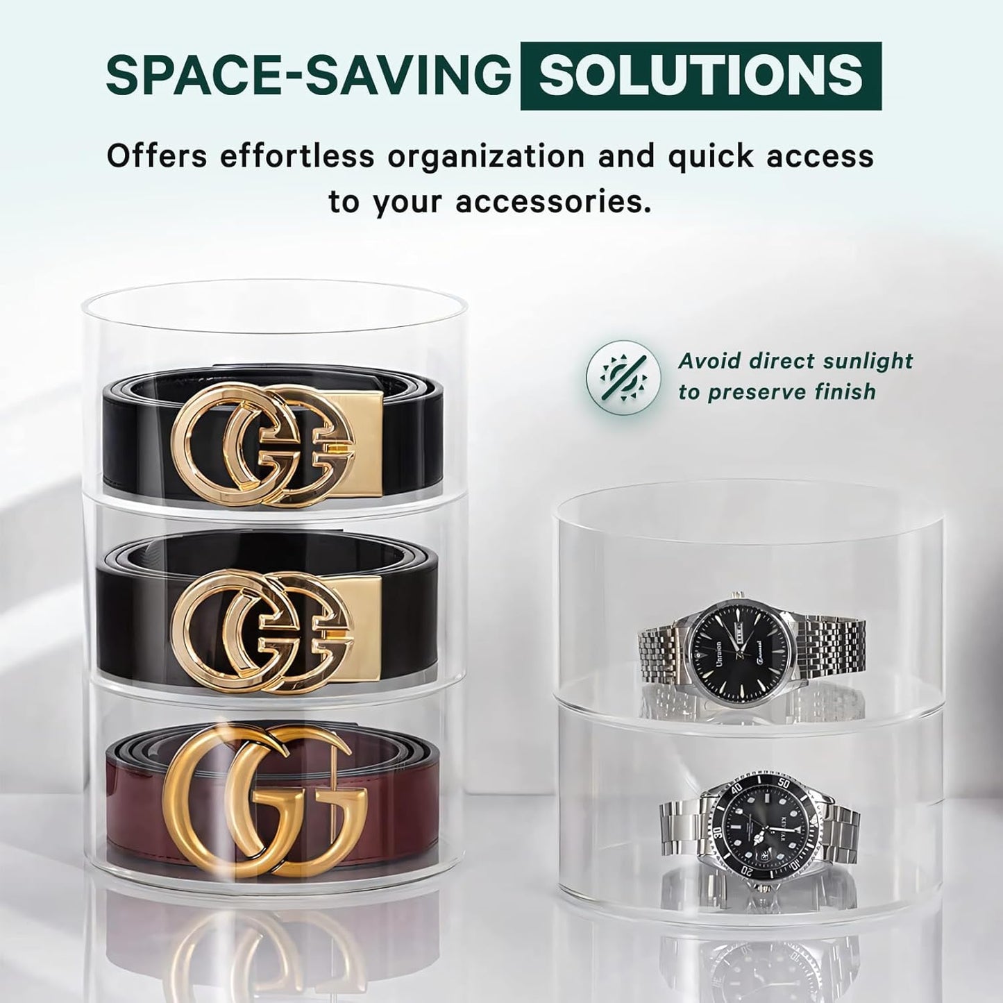 Acrylic Belt Organizer, 4-Layer Transparent Closet Accessories Organizer for Jewelry, Watches, Bracelets, Rings, Cosmetics