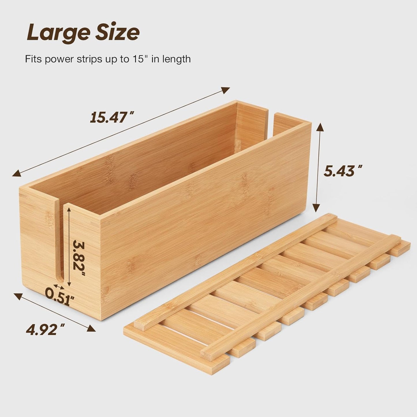 Extra Large Cable Management Box, Bamboo Cable Organizer Storage and Power Strip Box for Electrical Cord Management, Cord Hider Boxs Shelf for Desktop Home Office Kitchen