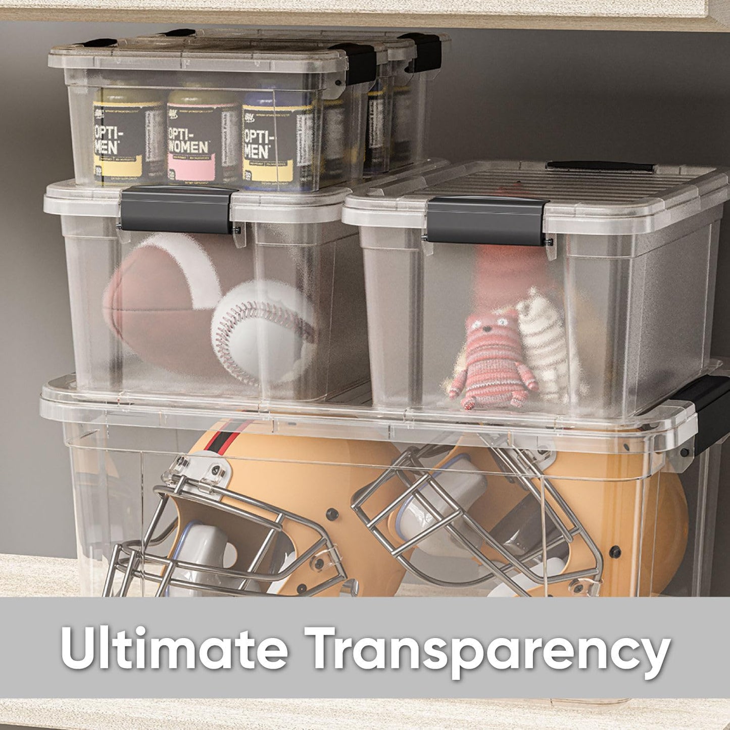 Superio Storage Bins with Lids- 6 Pack, 6.6 Qt Clear Boxes for Organizing, Stackable Plastic Containers- BPA Free, Non-Toxic, Odor Free, Organizer for Home, Office, Dorm