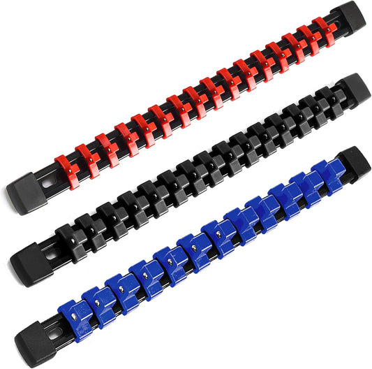 Socket Organizer Drive ABS Tools-Socket Holder, Premium Quality 3 Pieces Holders Kit 1/4-Inch x 16 Clips, 3/8-Inch x 15 Clips, 1/2-Inch x 12 Clips