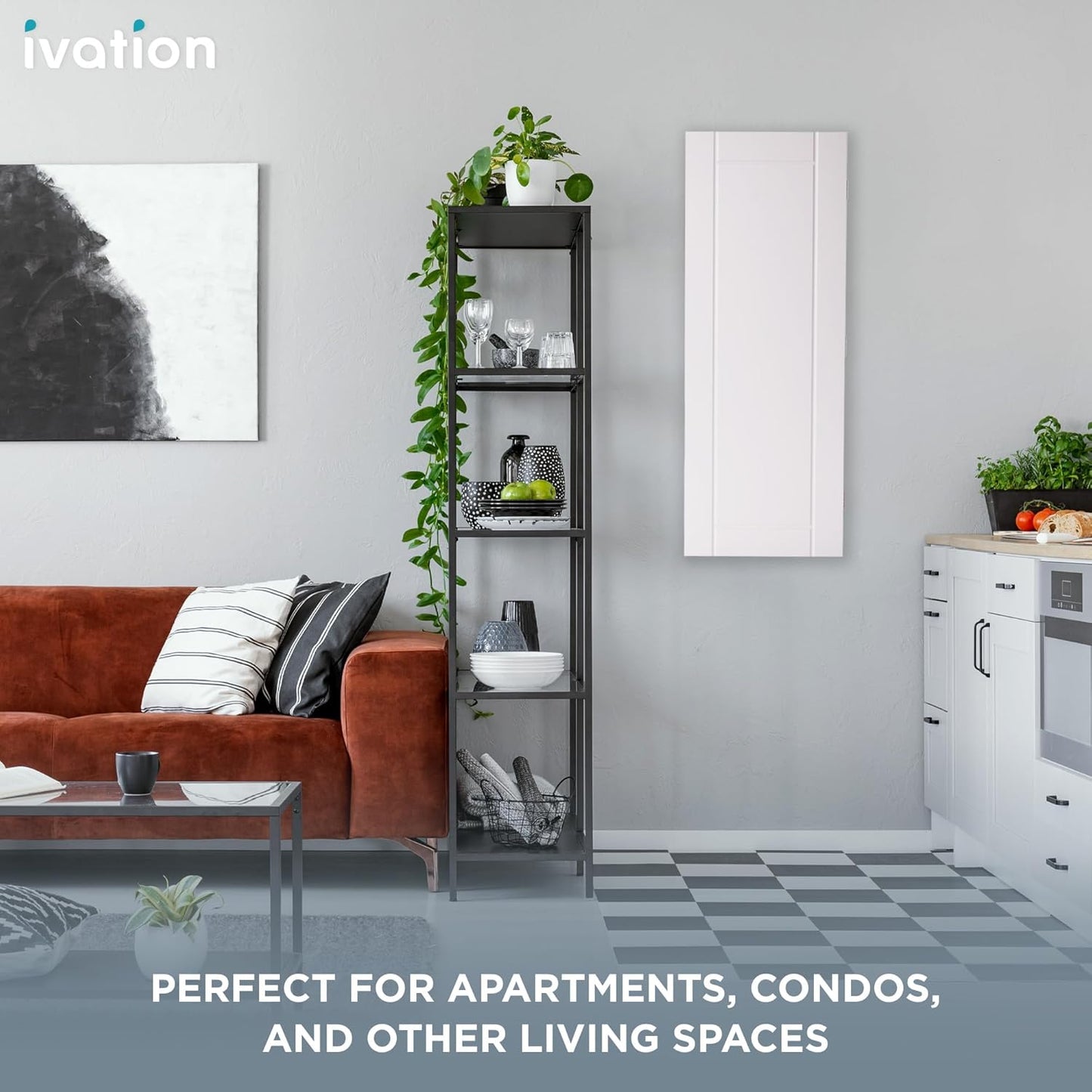 Ivation Wall-Mounted Ironing Board Cabinet, Foldable Ironing Storage Station for Home, Apartment, Easy-Release Lever, Garment Hooks, White