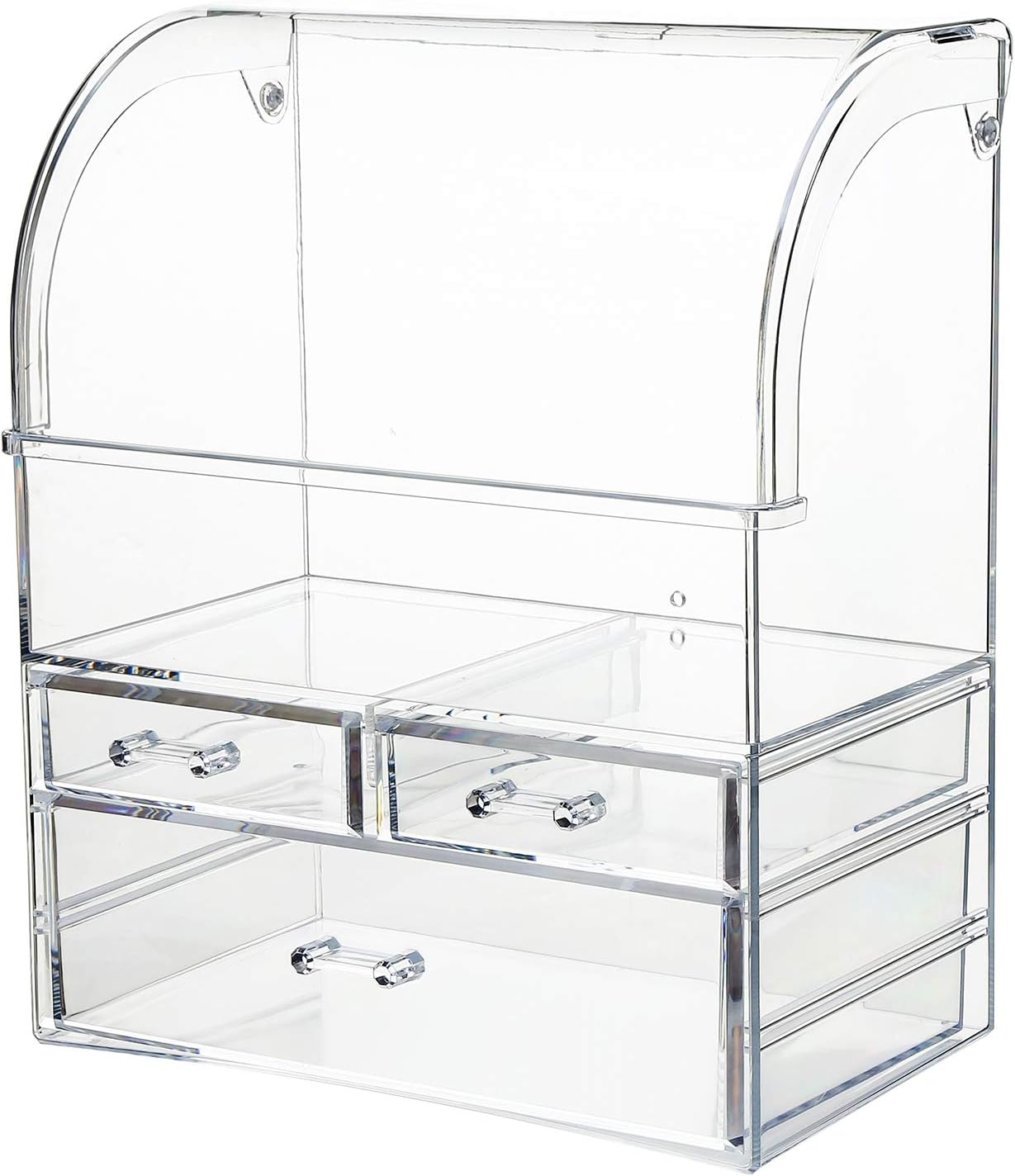 MOOCHI Clear Professional Large Cosmetic Makeup Organizer Bathroom Storage Display Case with Drawers