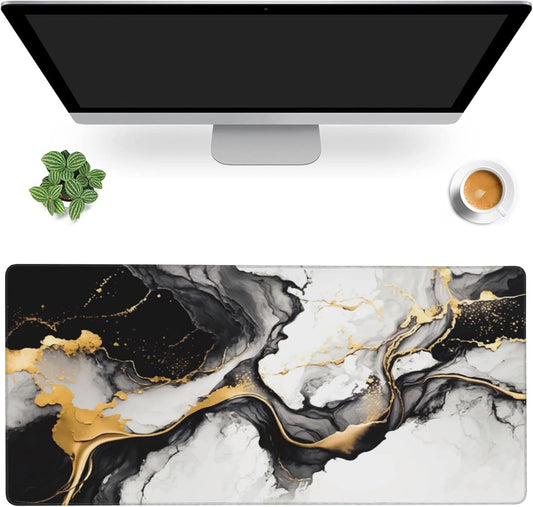 Gaming Mouse Mat Luxury Gold Abstract Fluid Art Large Mouse Pad Extended Mouse Pad Desk Mat Non-Slip Rubber Base Mice Pad Desk Pad for Office Game Home 35.4x15.75 in