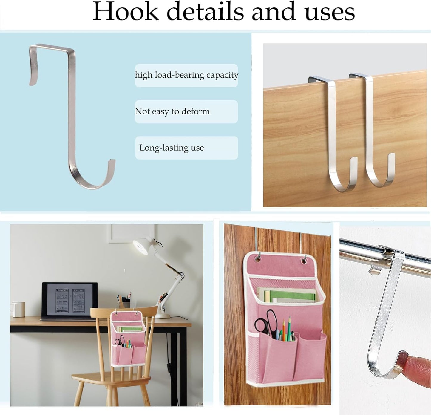 Hanging Basket for Organizing, Wall Organizer with Pockets and Over The Door Organizer，Can for Home, Closet, Office and Camper (2 Pink)