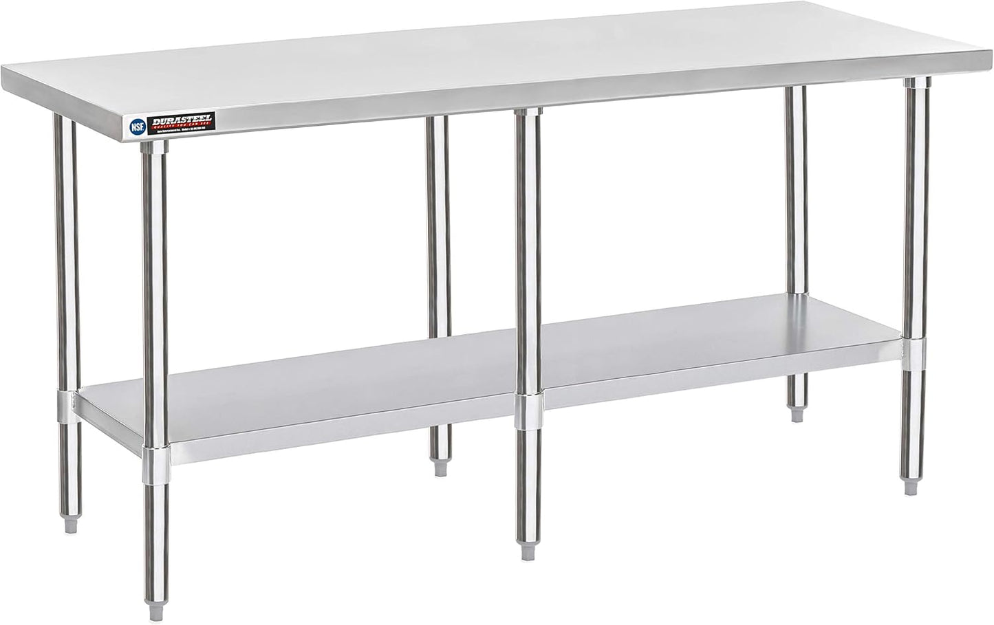 DuraSteel 24x84 Stainless Steel Work Table - NSF Commercial Prep Metal Table - Outdoor Pizza Oven Stand w/Under Shelf - Kitchen Island Laundry Utility Garage Microwave Stand Large Rolling Storage Cart