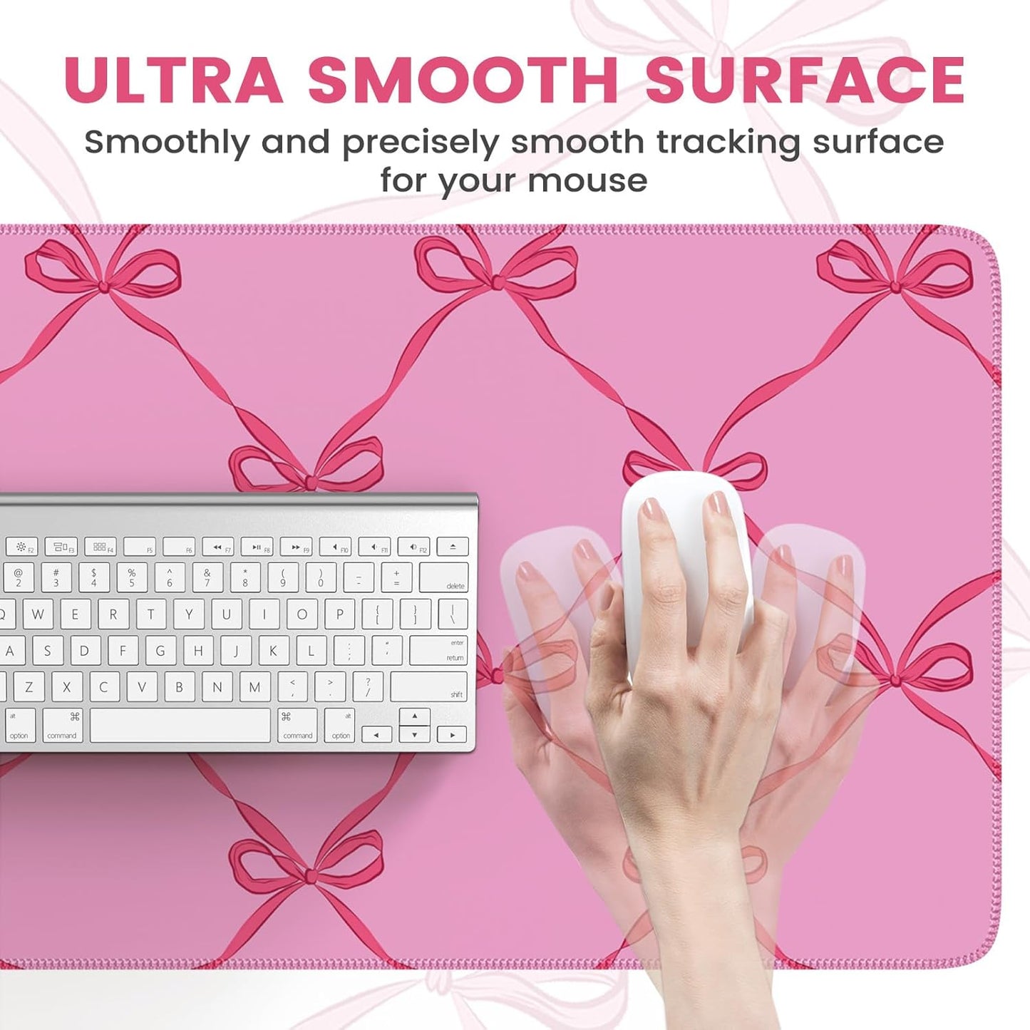 iCasso Desk Mat for Keyboard and Mouse, Large Mouse Pad for Desk, Desk Matt for Desktop, Desk Pad Mat, Anti-Slip Big Mousepad with Stitched Edges for Computer(Woven Bow)